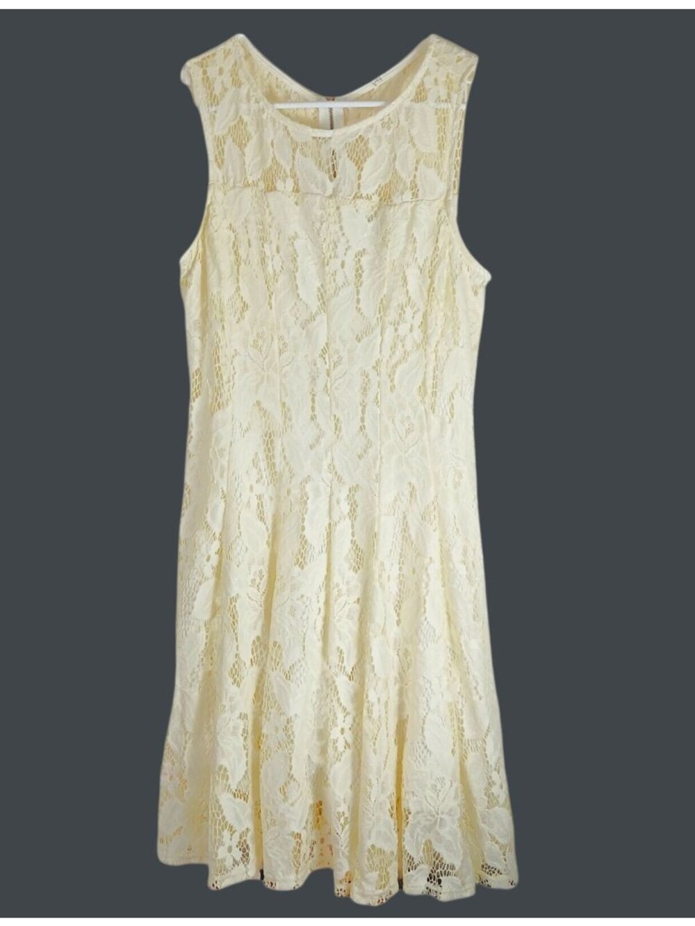 Ryan Michelle Lace Floral Sleeveless Mini Dress Womens M Ivory Coquette Bridal